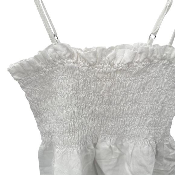 CLOTH & STONE NWT Evereve White Smocked Linen Tank // XS - Picture 5 of 10